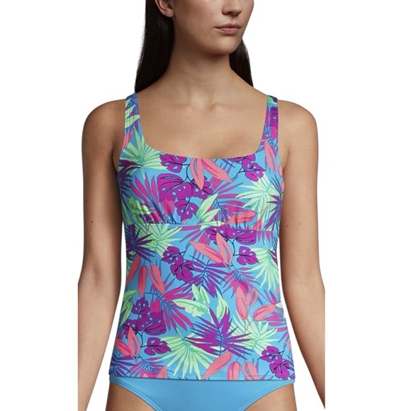 Land's End Tropical Tankini Square Neck Top - Picture 1 of 6